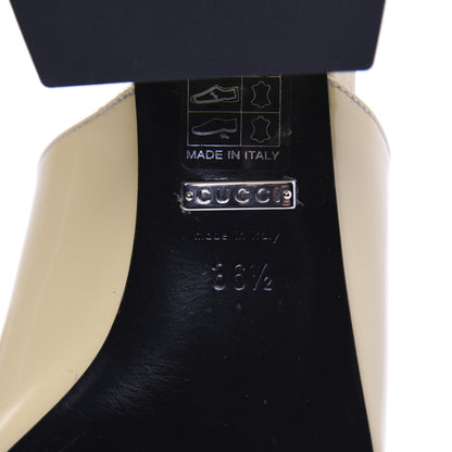 Gucci Patent Lexi Horsebit Mid-Heel Slide Sandals 36.5 Burro 10 of 13