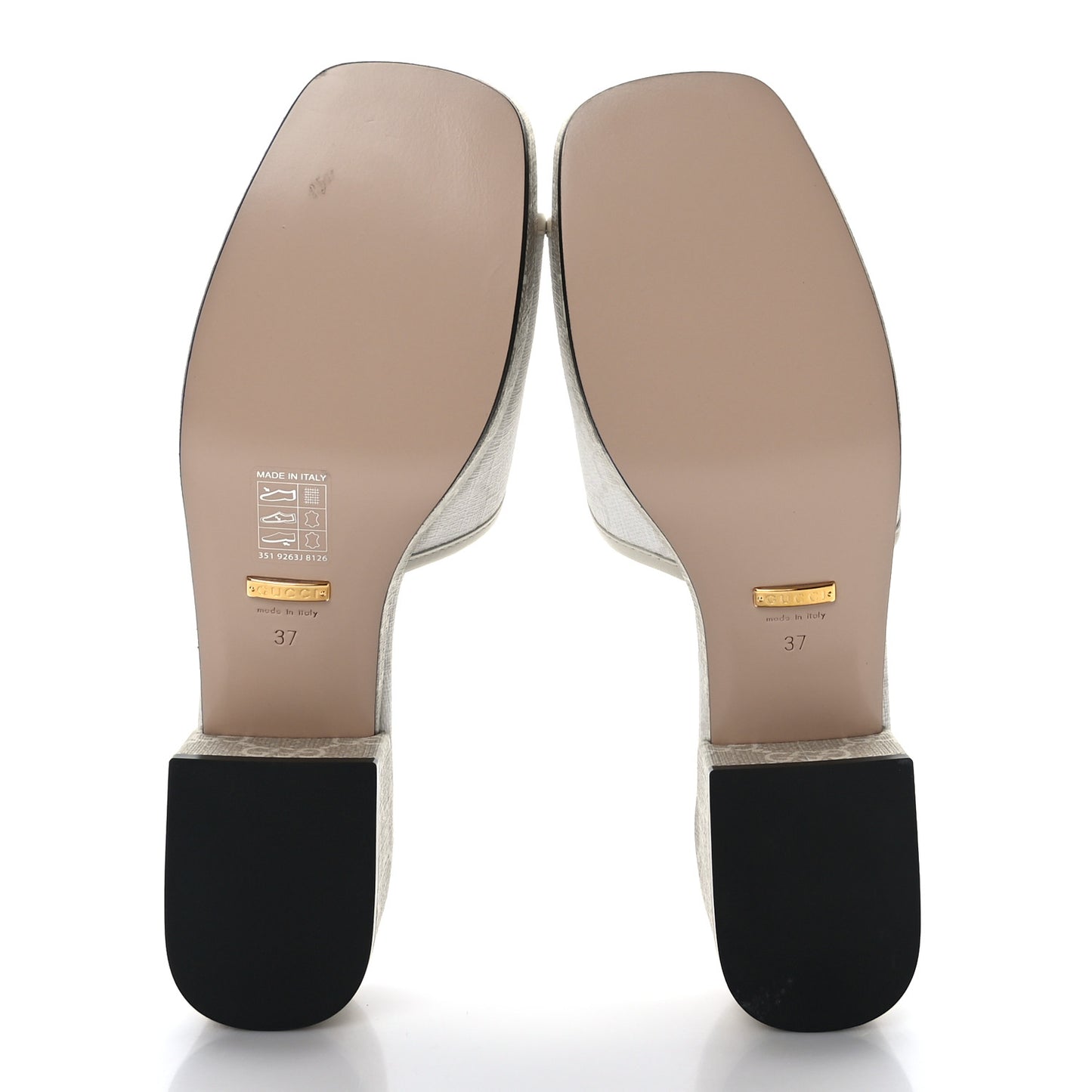 GG Supreme Monogram Malaga Kid Platform Mule Sandals 37 White Mystic White