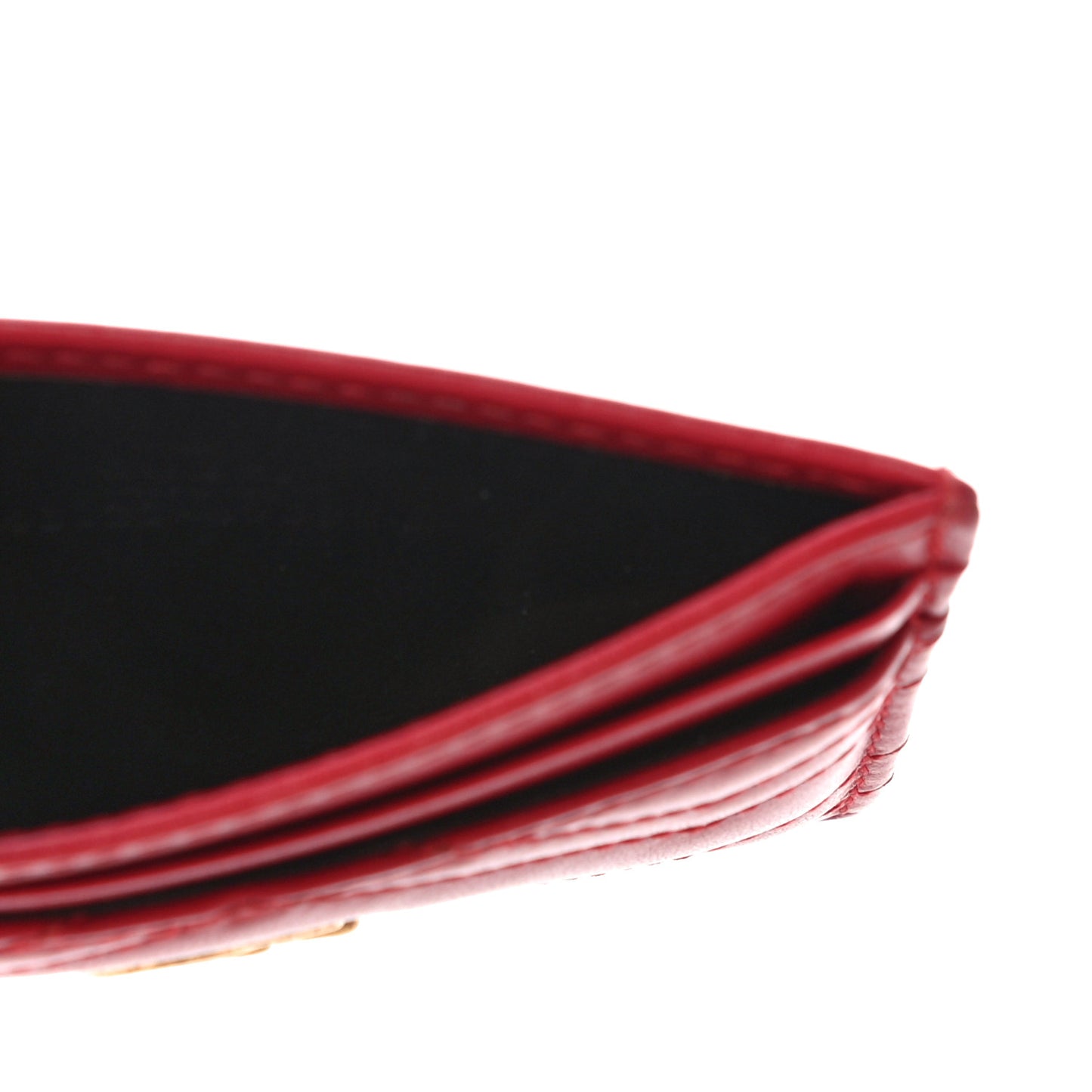 Calfskin Matelasse GG Marmont Card Holder Hibiscus Red