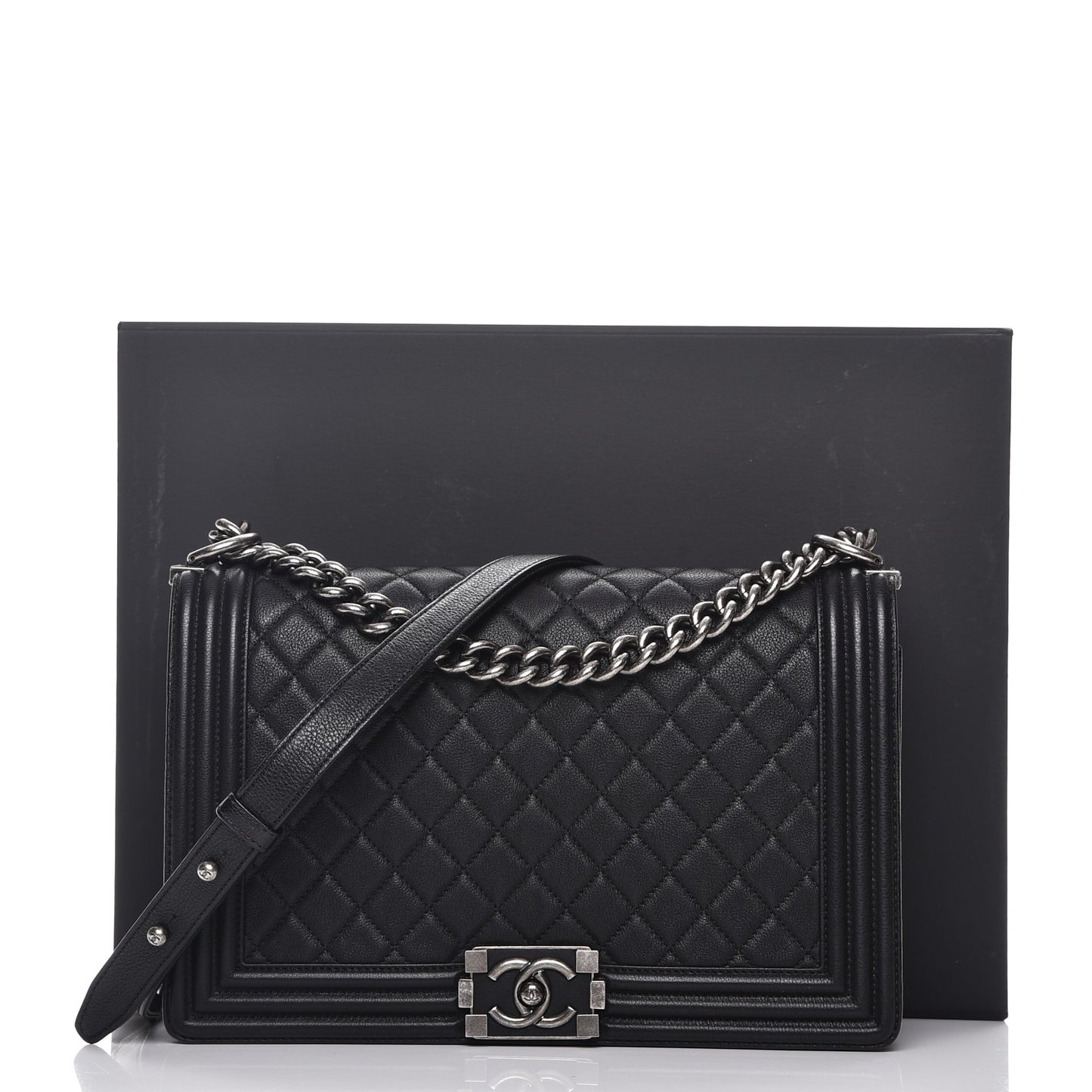 Calfskin Quilted New Medium Boy Flap Black