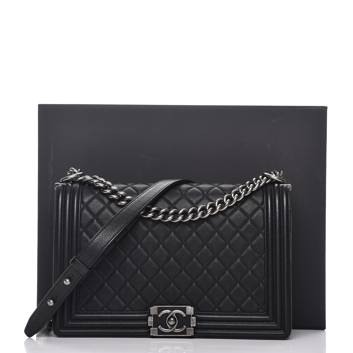 Chanel Calfskin Quilted New Medium Boy Flap Black 11 of 11