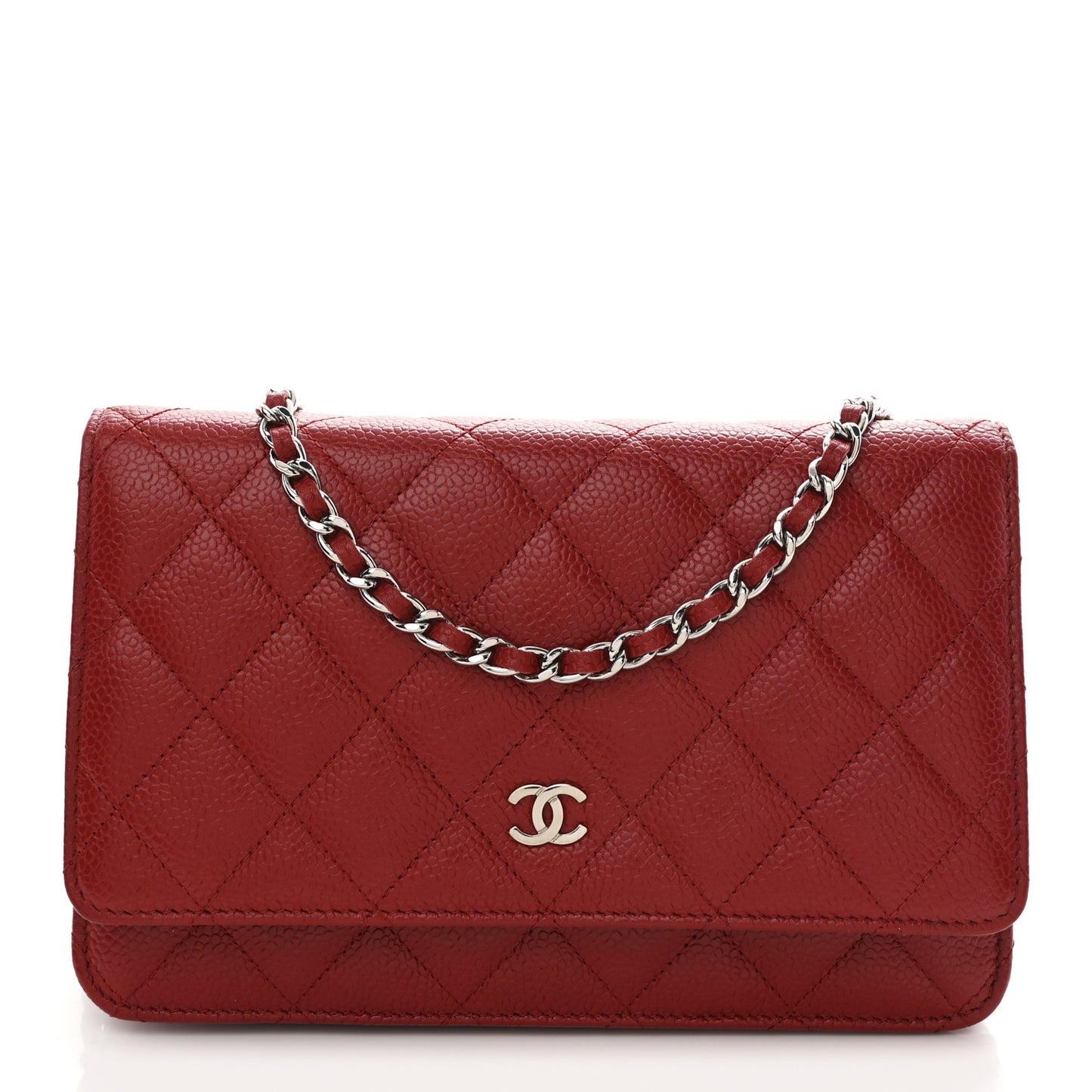 Caviar Quilted Wallet On Chain WOC Red