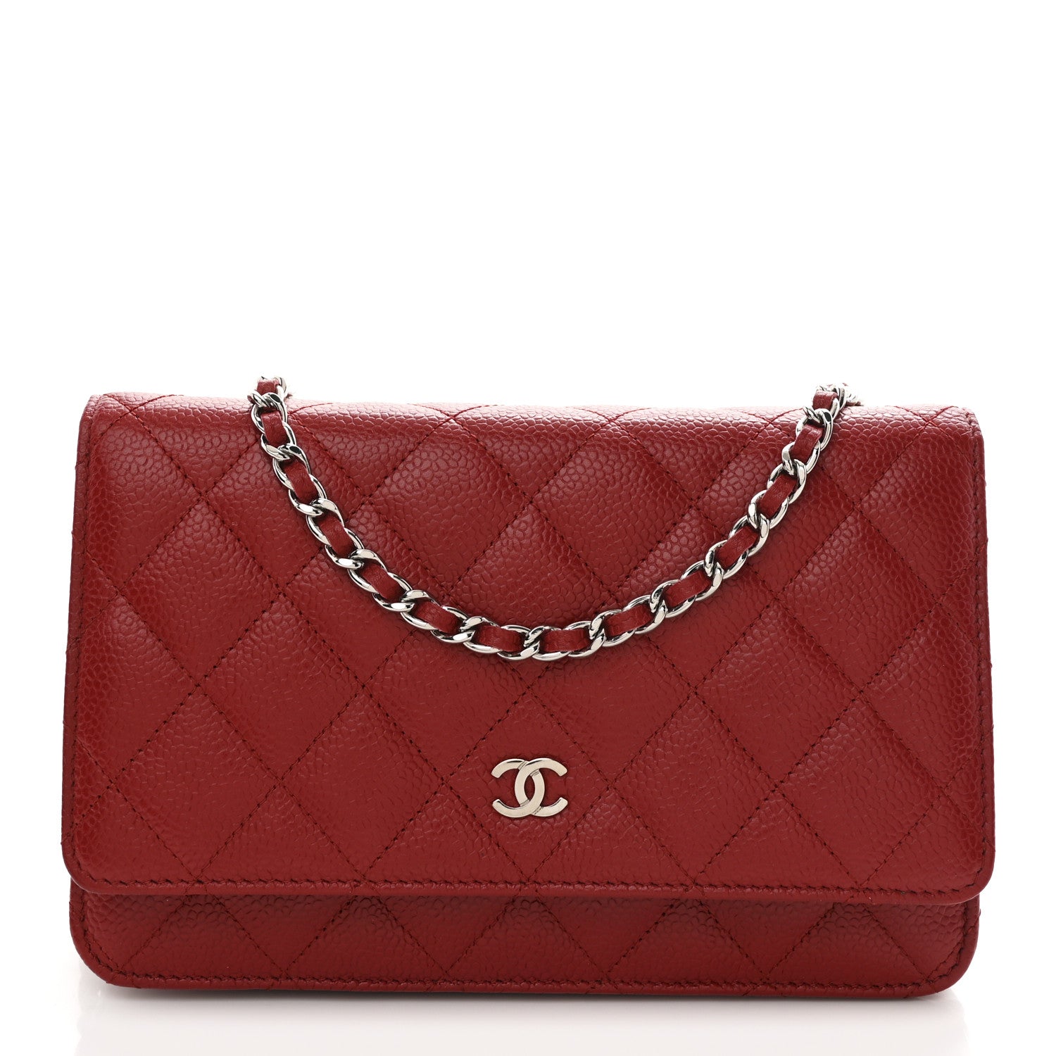 Chanel Caviar Quilted Wallet On Chain WOC Red 1 of 11
