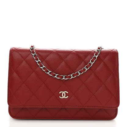 Chanel Caviar Quilted Wallet On Chain WOC Red 1 of 11
