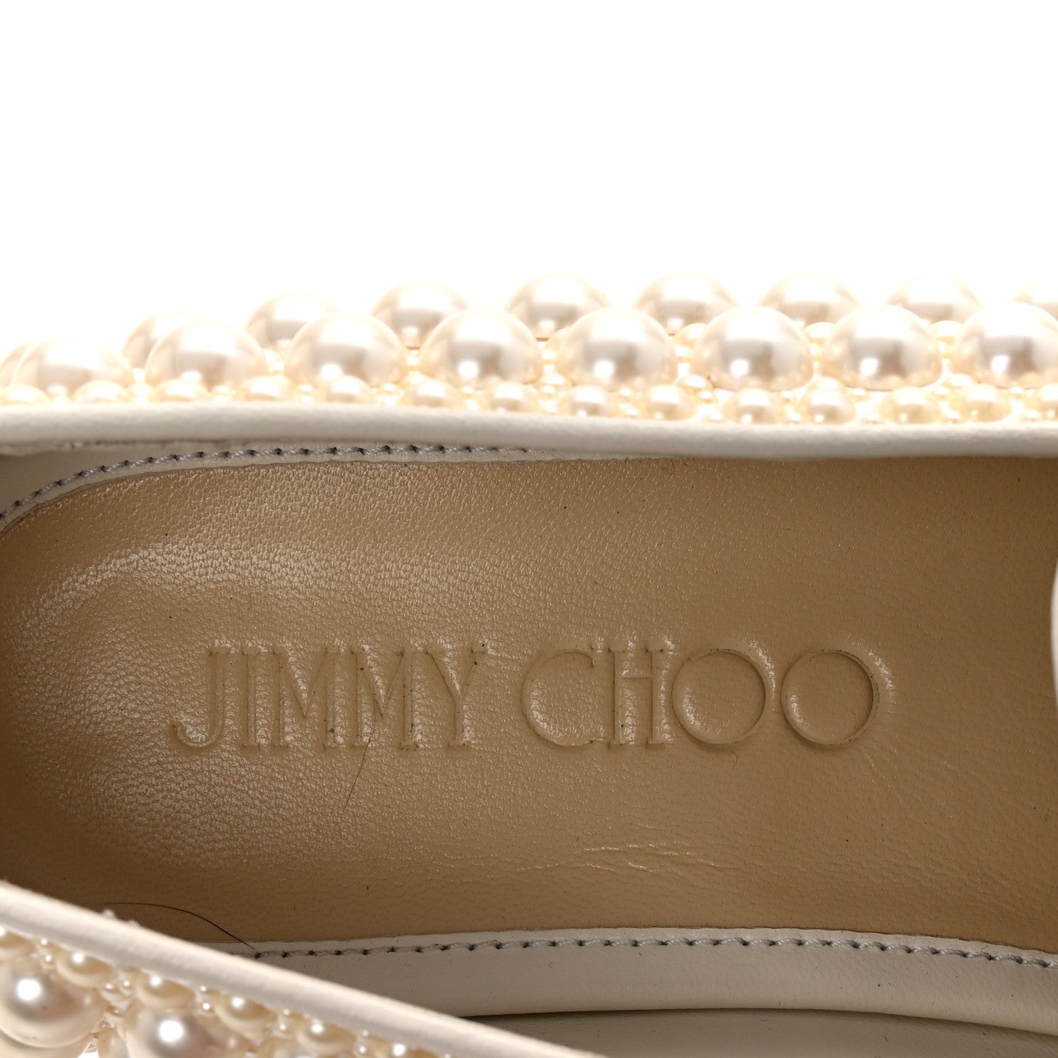 Jimmy Choo Pearl Satin Varsha Flats 37 White 8 of 9