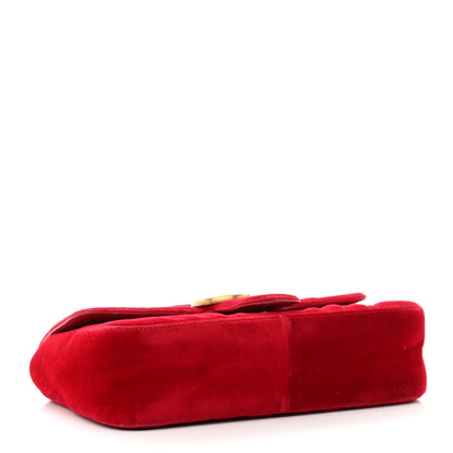 Gucci Velvet Matelasse Mini GG Marmont Shoulder Bag Hibiscus Red 4 of 10