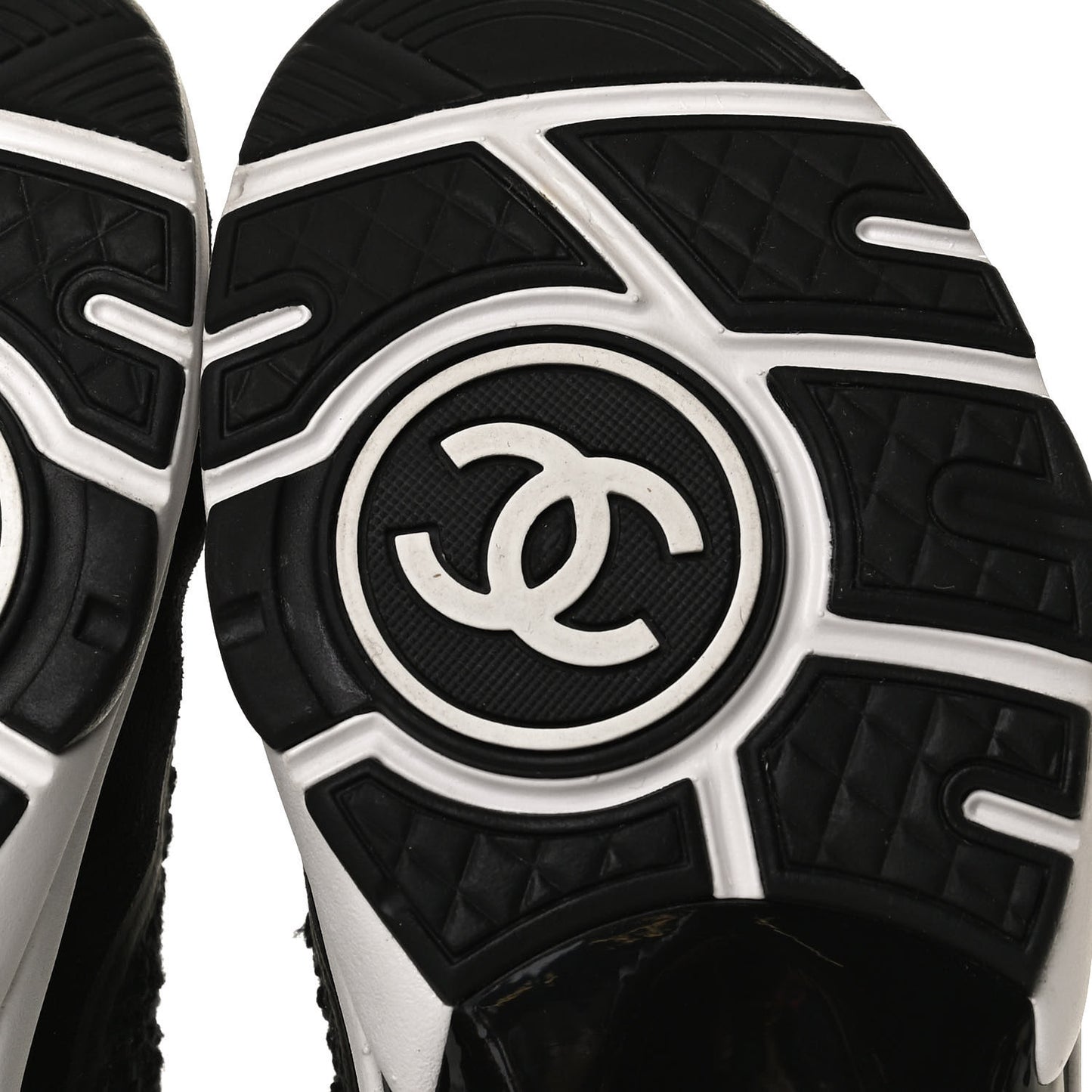 Tweed Suede Calfskin CC Sneakers 37 Black White