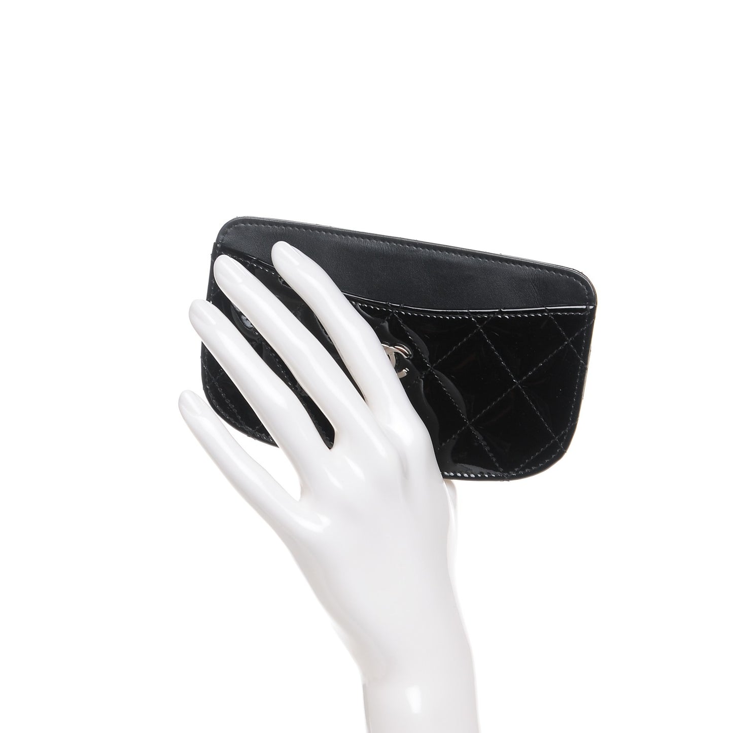 Patent Quilted Card Holder Black