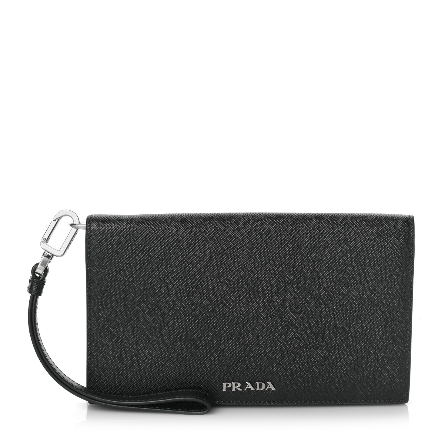 Saffiano Metal Phone Wristlet Wallet Black