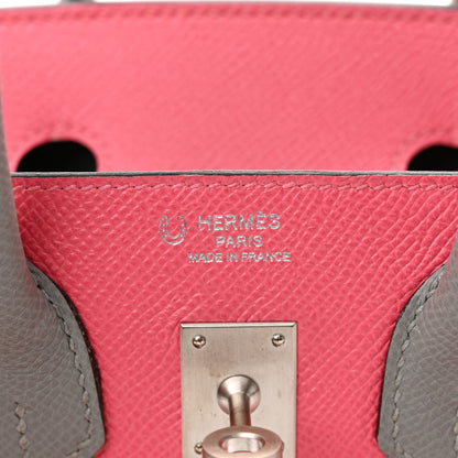 Hermes Epsom Horseshoe Birkin 25 Rose Azalee Gris Mouette 6 of 13