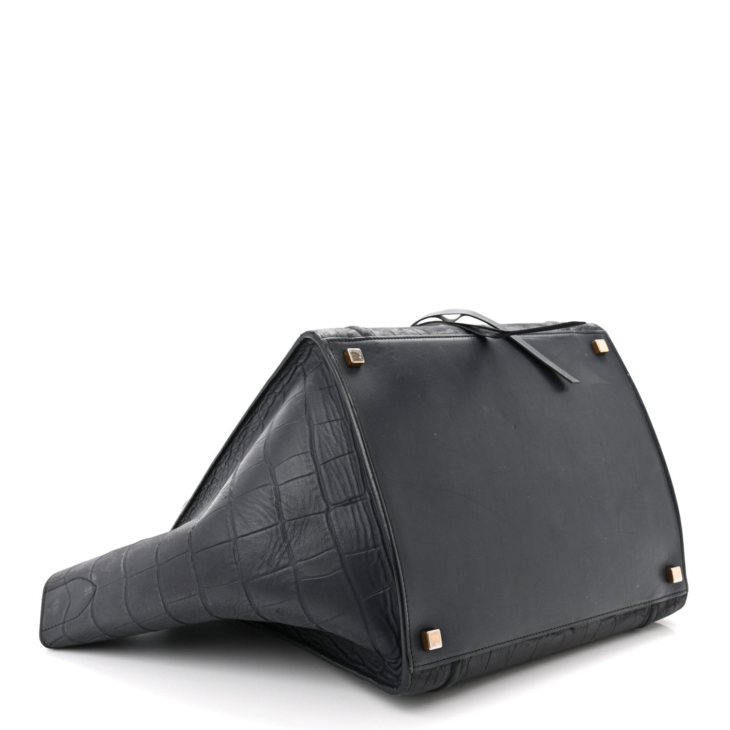 Celine Crocodile Embossed Nubuck Medium Phantom Luggage Navy Blue 4 of 14
