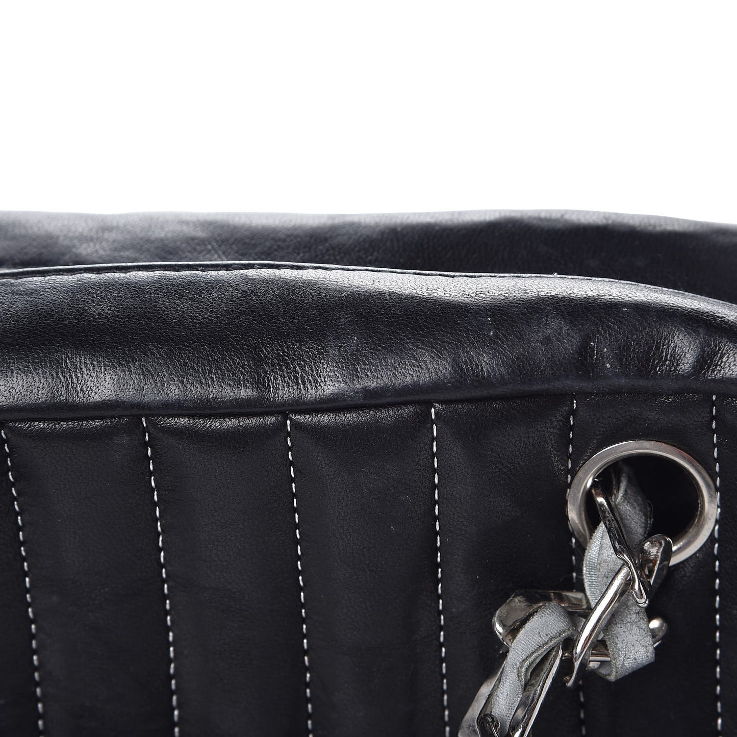 Lambskin Vertical Quilted Mademoiselle Small Camera Case Black