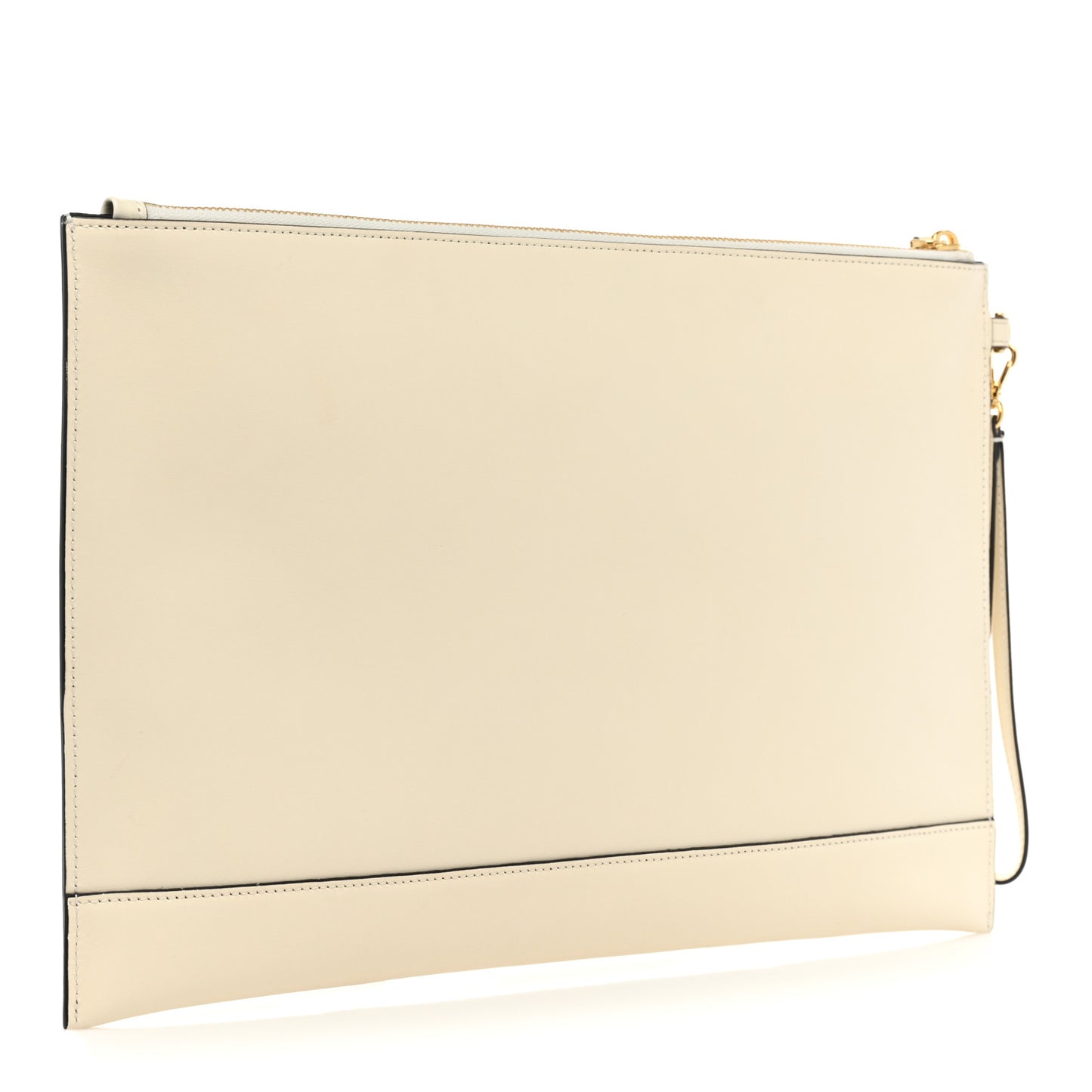 Vitello King Logo Embossed Large Flat Pouch White Ice