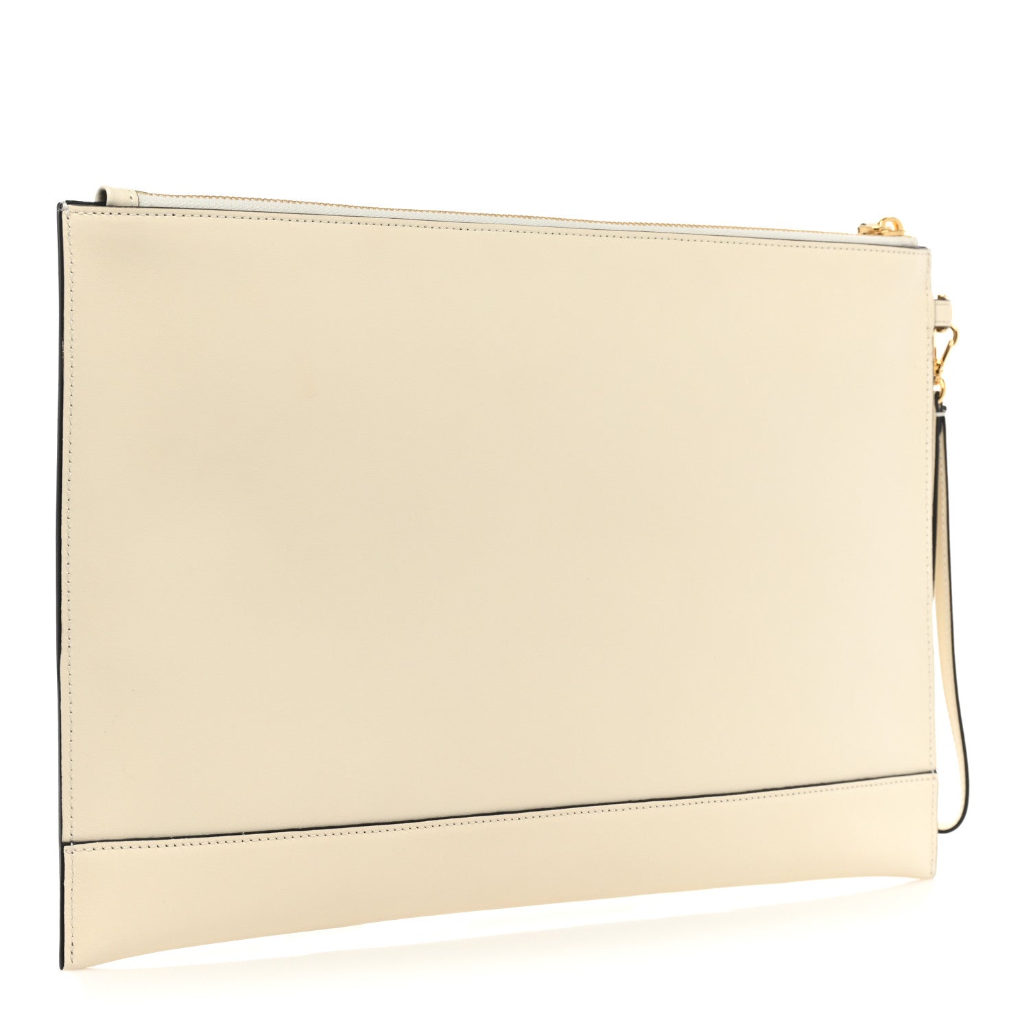 Fendi Vitello King Logo Embossed Large Flat Pouch White Ice 3 of 8
