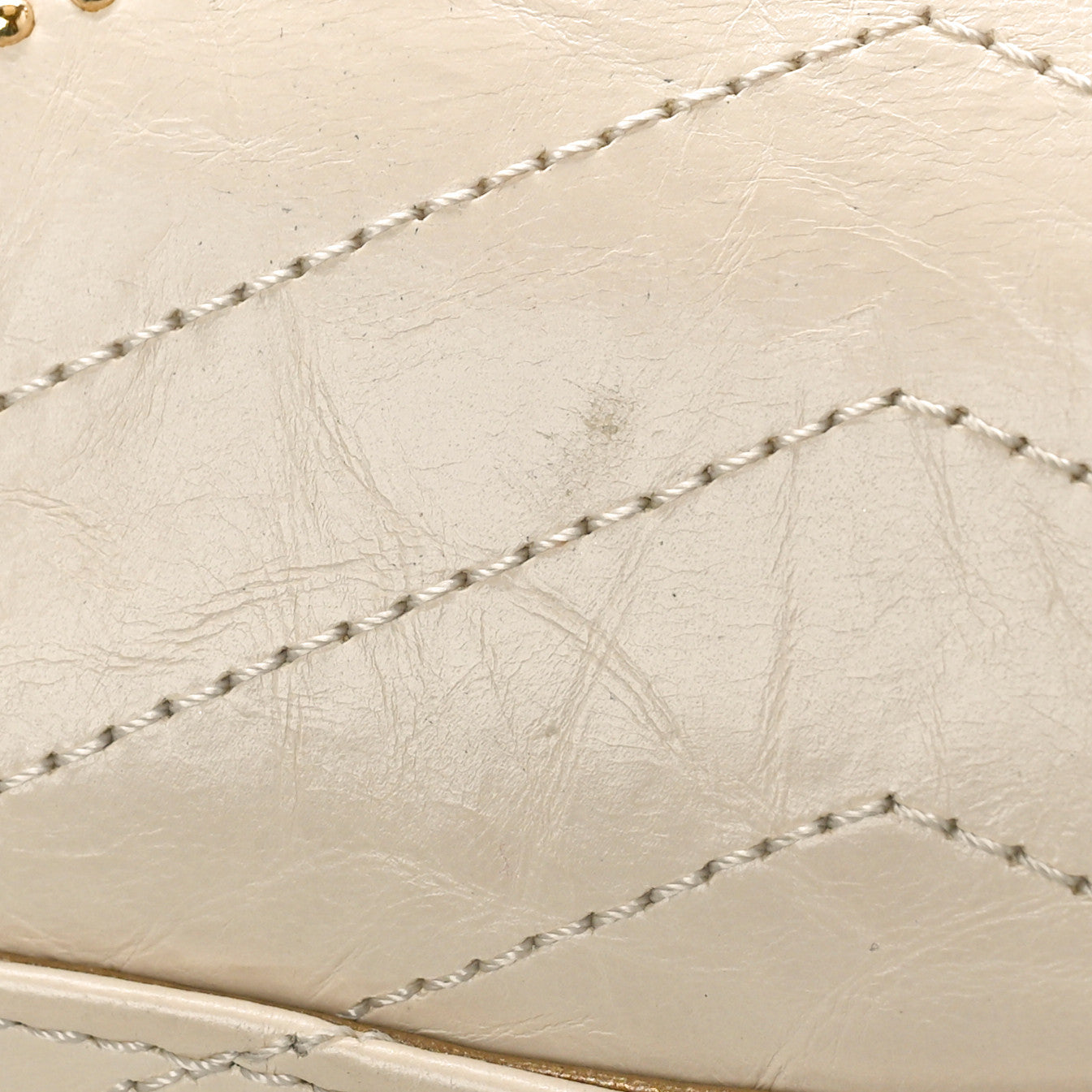 Chanel Crumpled Calfskin Chevron Chain Mini Square Ivory 12 of 13