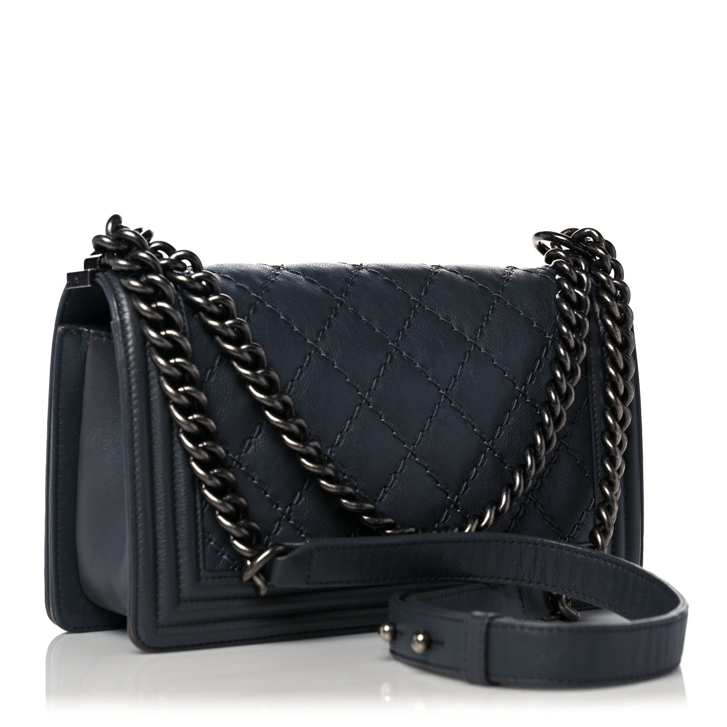 Chanel Calfskin Double Stitch Medium Boy Flap Grey 3 of 13