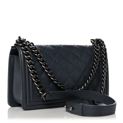 Chanel Calfskin Double Stitch Medium Boy Flap Grey 3 of 13