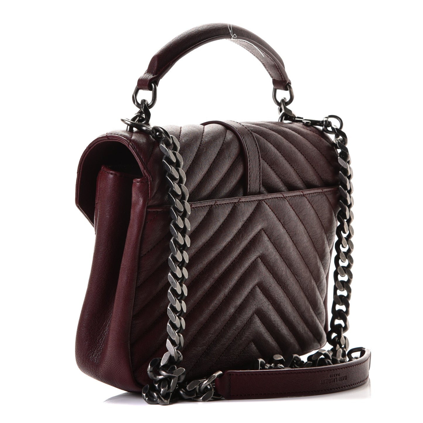 Sheepskin Matelasse Chevron Monogram Medium College Bag Rouge Legion