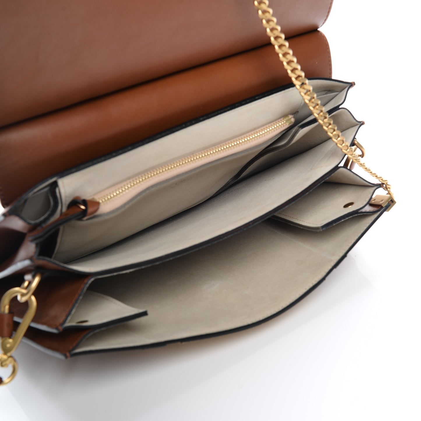 Suede Calfskin Patchwork Medium Faye Shoulder Bag Tobacco