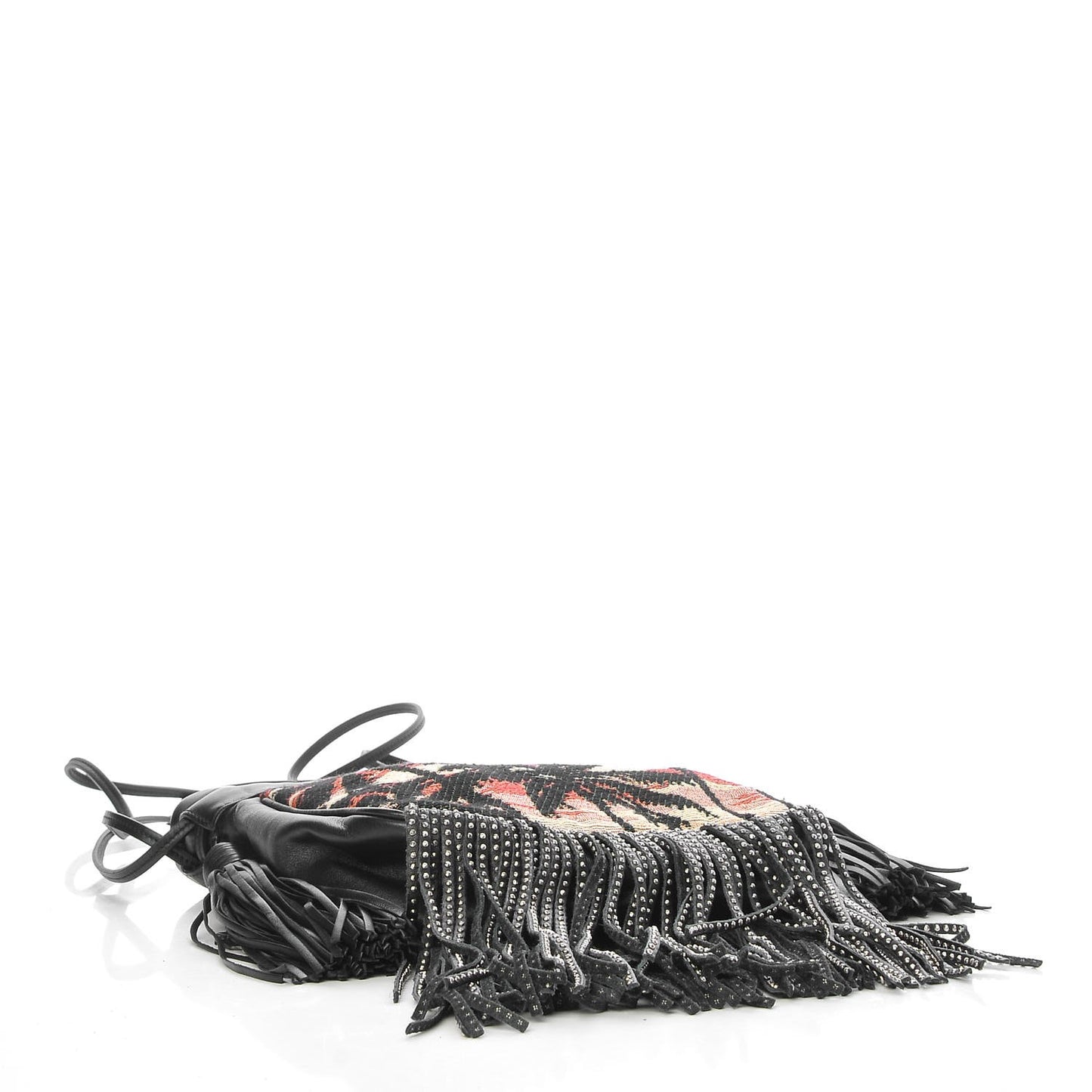 Jacquard Leather Small Fringed Sunset Helena Bucket Bag