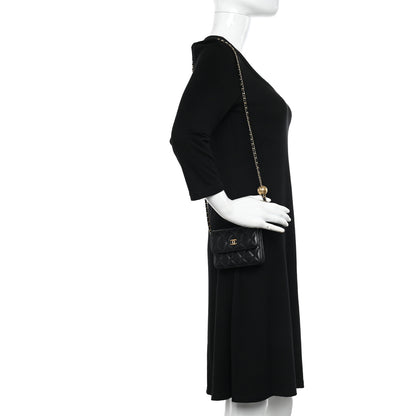 Chanel Lambskin Quilted Pearl Crush Clutch With Chain Black 2 of 12