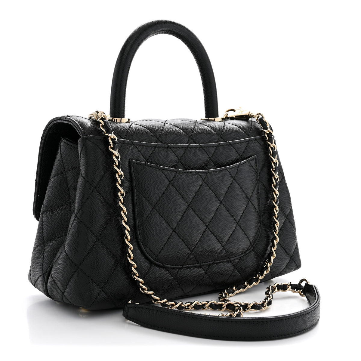 Caviar Quilted Mini Coco Handle Flap Black