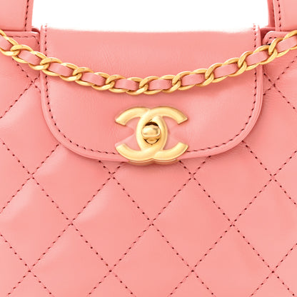 Chanel Shiny Aged Calfskin Quilted Nano Kelly Shopper Coral Pink 8 of 10
