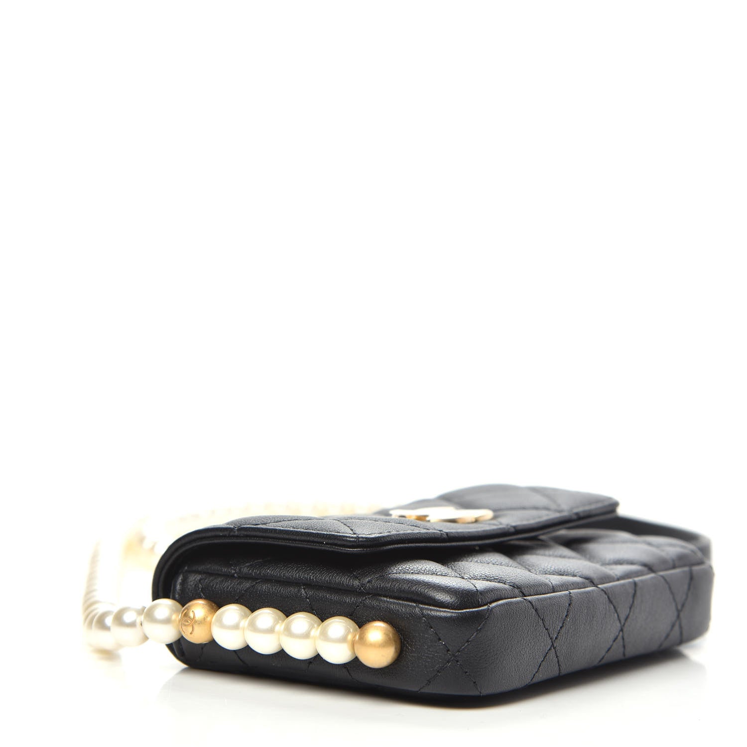 Chanel Calfskin Quilted About Pearls Card Holder Flap With Chain Black 4 of 12