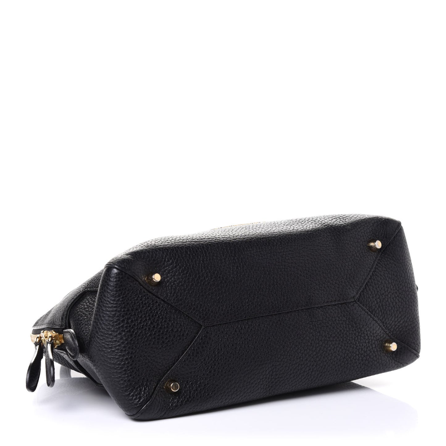 London Grainy Calfskin Small Greenwood Bowling Bag Black