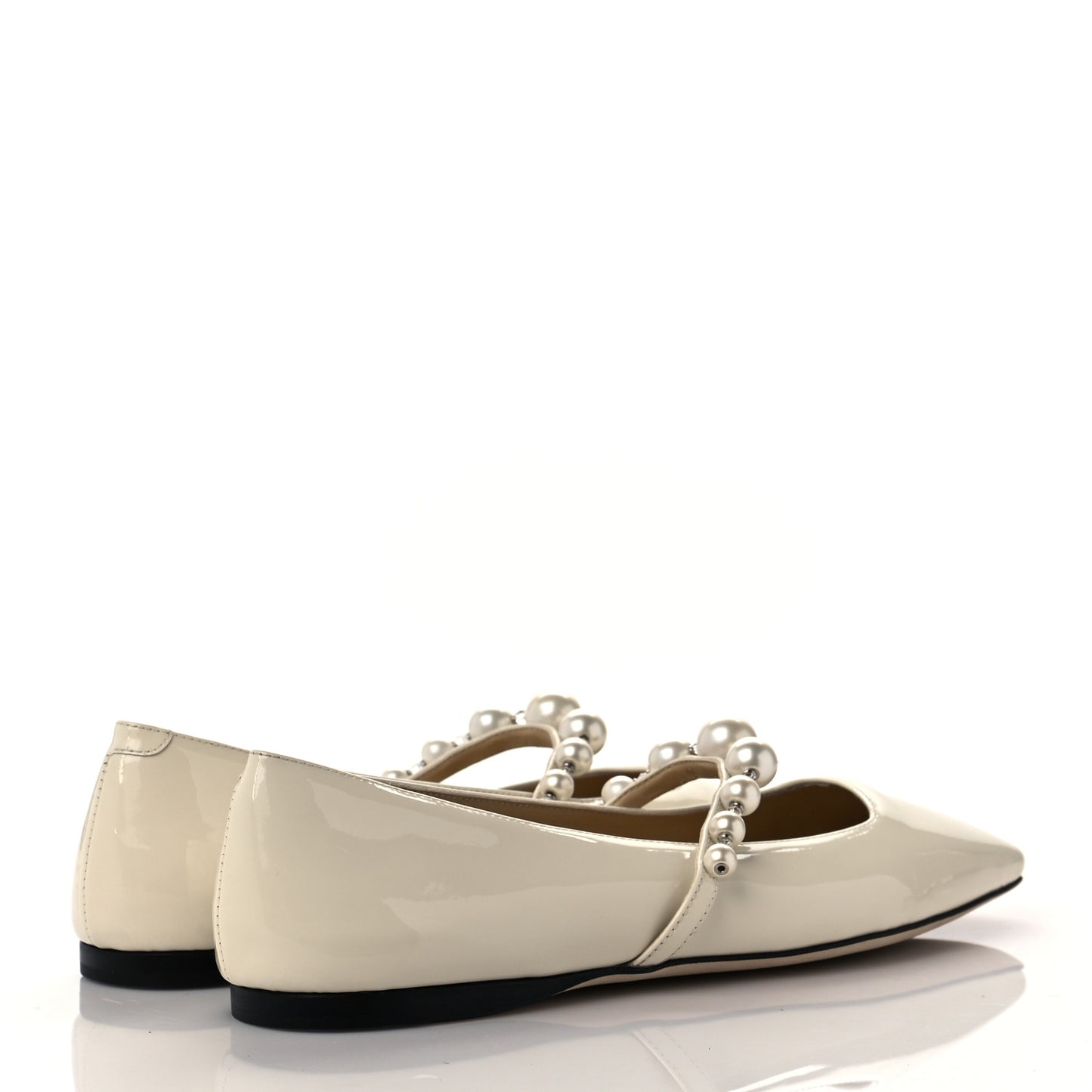 Patent Pearl Ade Mary Janes Flat 35 Latte White