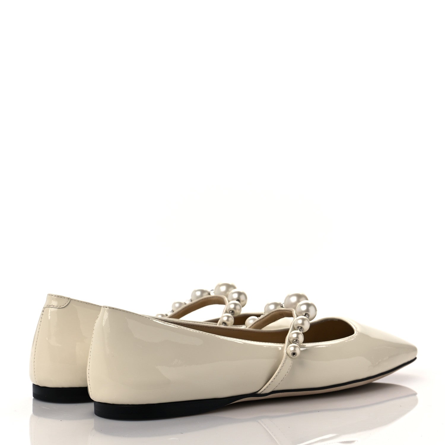 Jimmy Choo Patent Pearl Ade Mary Janes Flat 35 Latte White 4 of 8