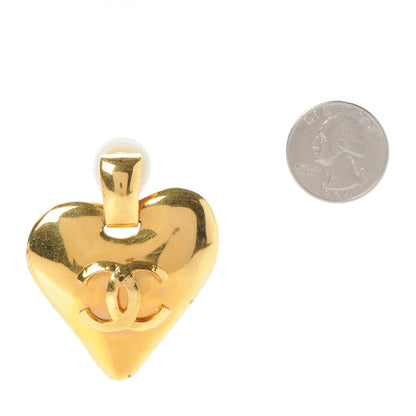 Chanel CC Heart Drop Clip On Earrings Gold 2 of 4