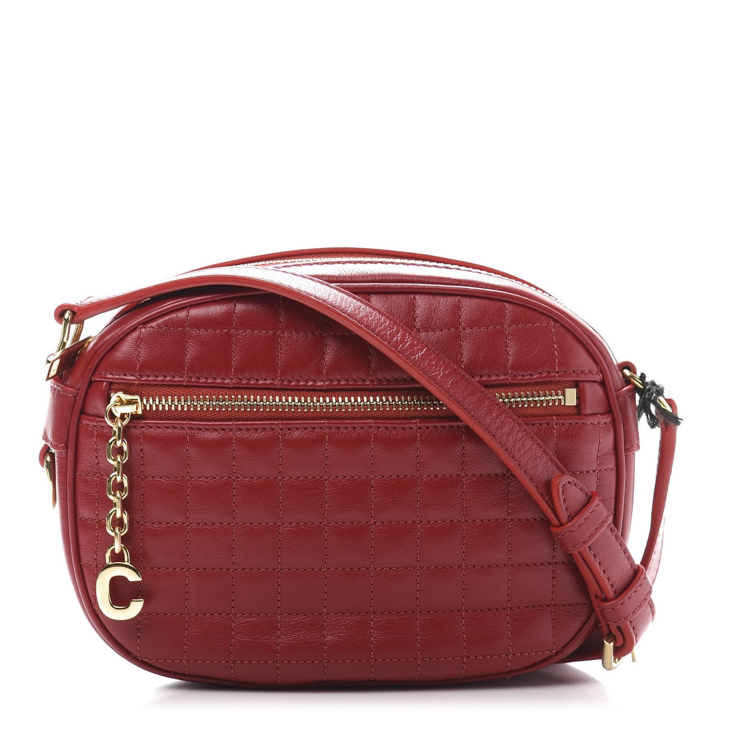 Calfskin Quilted Small C Charm Bag Red
