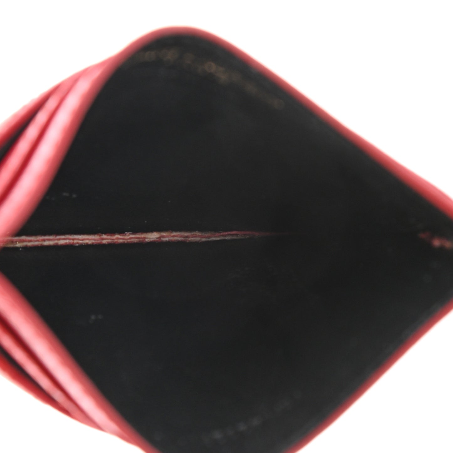 Grain De Poudre Matelasse Chevron Monogram Credit Card Case New Red