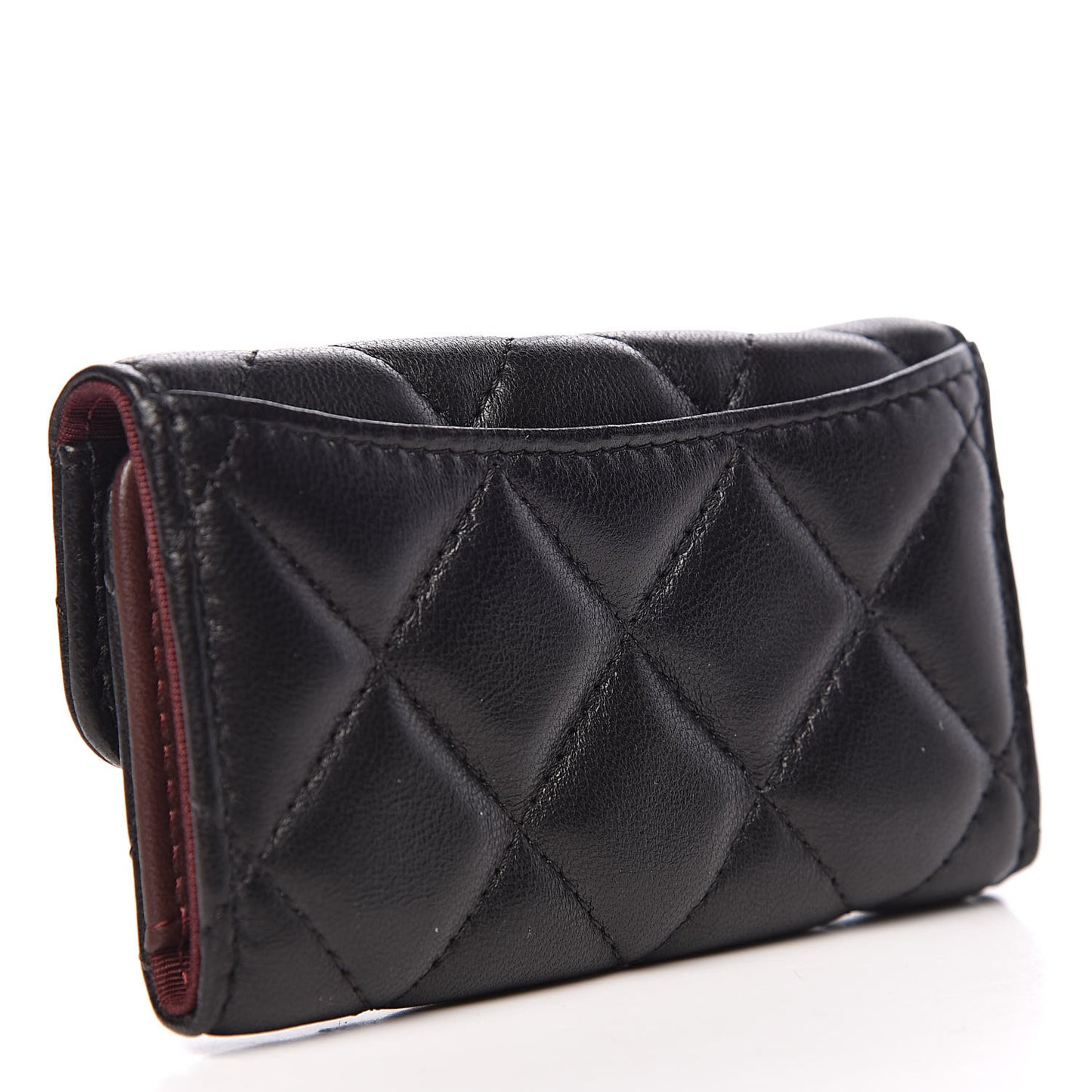 Lambskin Quilted 6 Key Holder Black
