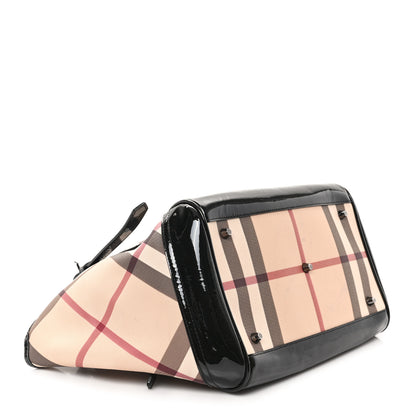 Burberry Patent Nova Check Small Tote Black 4 of 13