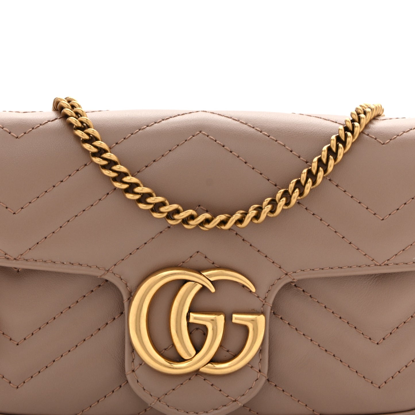 Calfskin Matelasse Super Mini GG Marmont Shoulder Bag Porcelain Rose