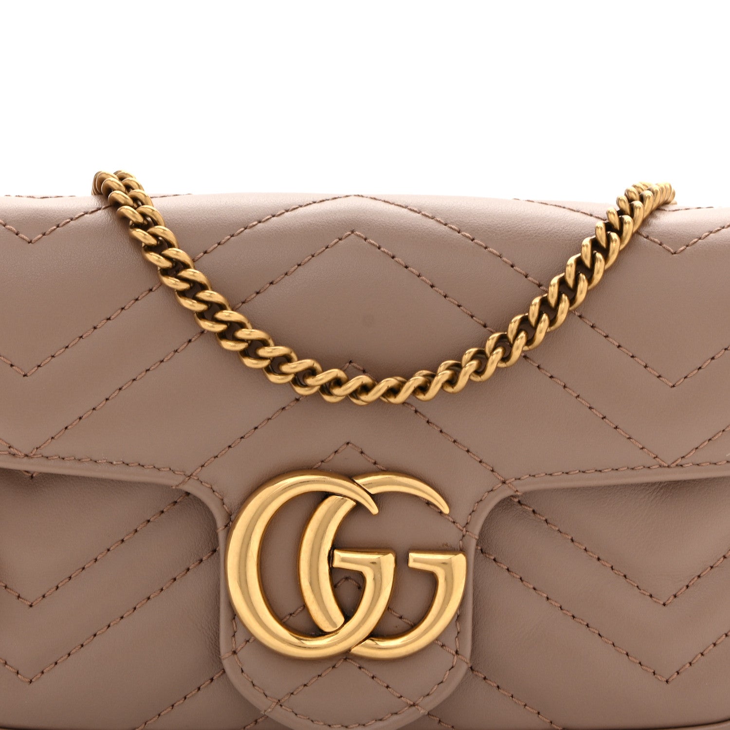 Gucci Calfskin Matelasse Super Mini GG Marmont Shoulder Bag Porcelain Rose 8 of 12
