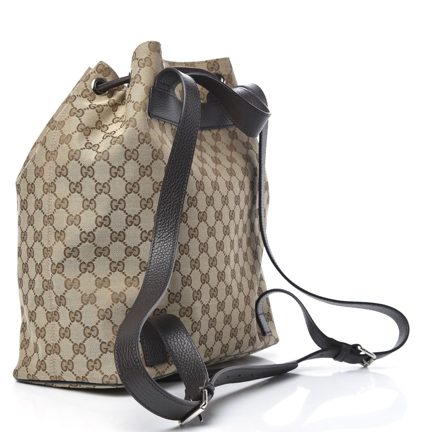 Gucci Monogram Dollar Calfskin O Drawstring Backpack Beige Ebony Testa di Moro Dark Chocolate 2 of 8