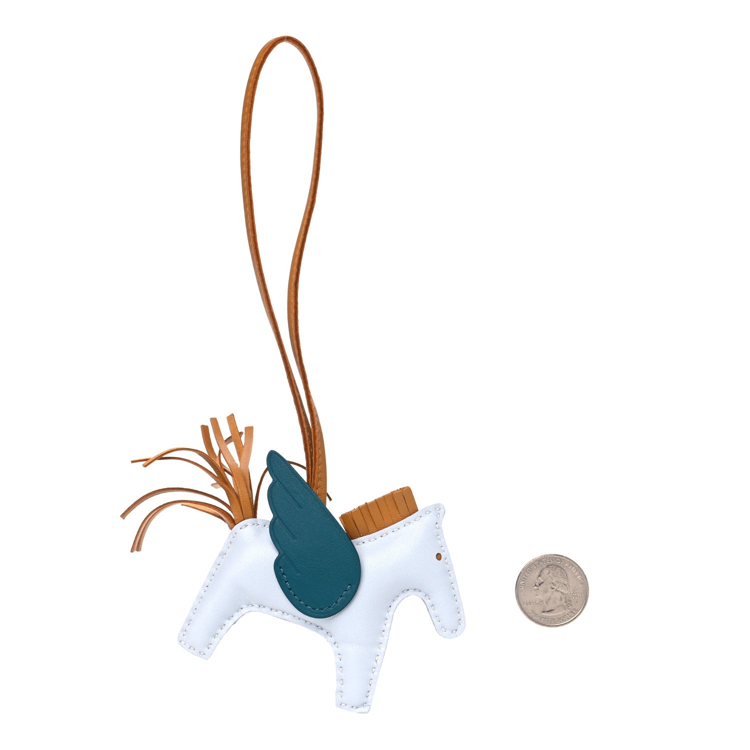 Hermes Milo Lambskin Grigri Rodeo Pegase Horse Bag Charm PM Bleu Brume Sesame Vert Bosphore 2 of 5
