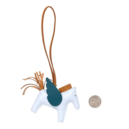 Hermes Milo Lambskin Grigri Rodeo Pegase Horse Bag Charm PM Bleu Brume Sesame Vert Bosphore 2 of 5