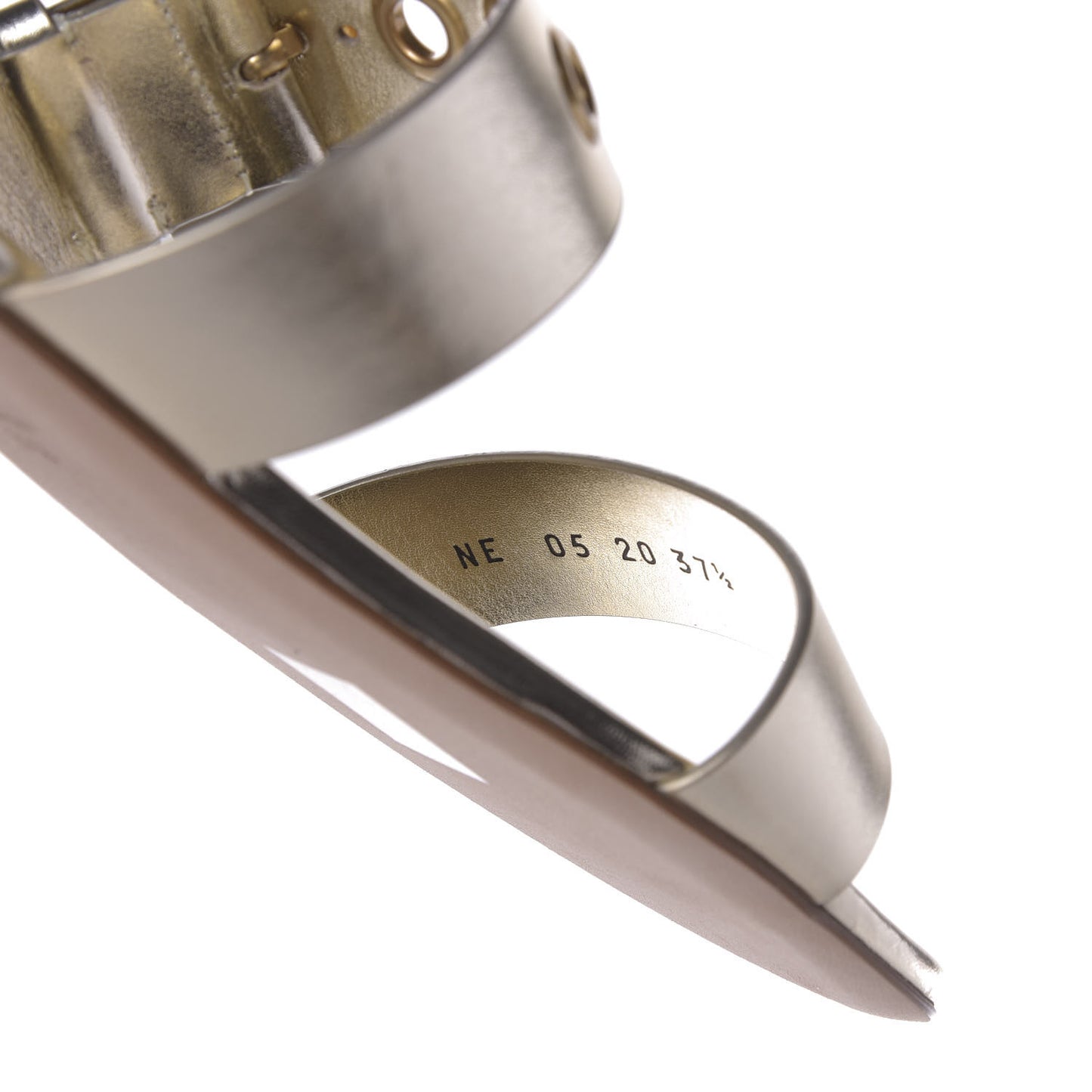 Laminated Calfskin D-Dior Slide Sandals 37.5 Pale Gold