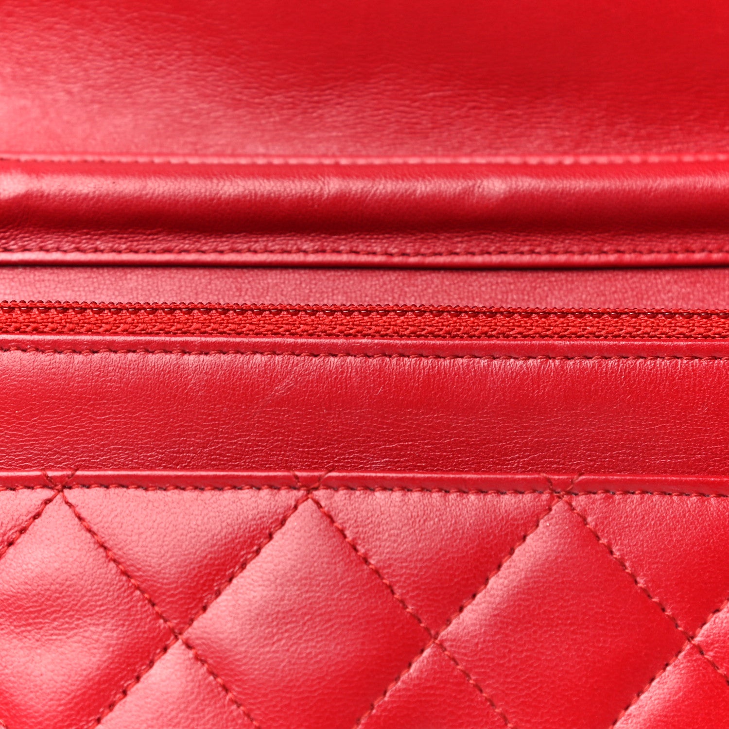Chanel Lambskin Quilted Wallet on Chain WOC Red 14 of 22