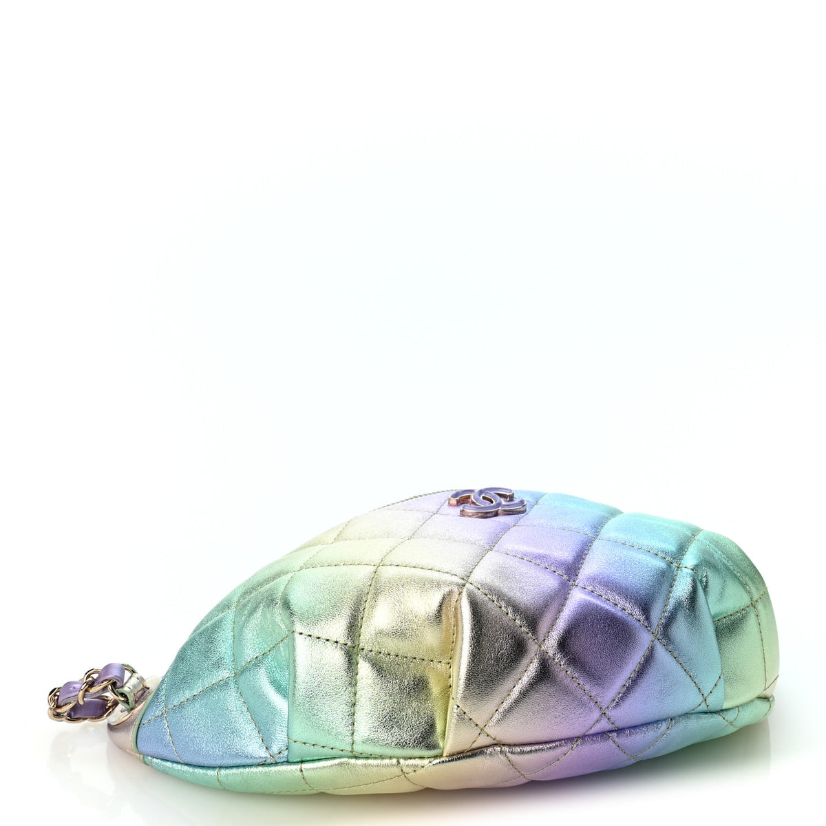 Gradient Metallic Lambskin Quilted Walking Mood Waist Bag Fanny Pack Pink Purple Green