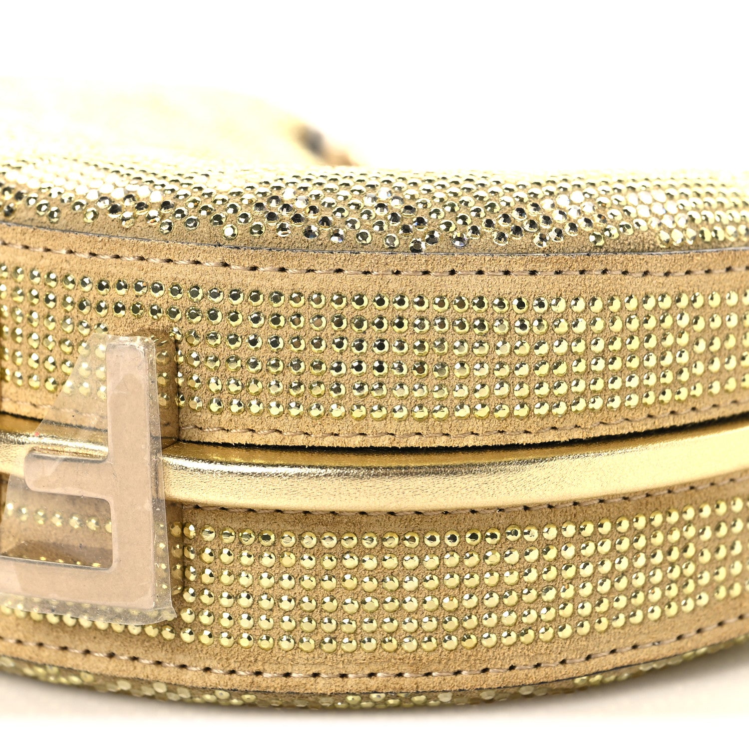 Fendi Crystal Vitello Laminato Suede FF Nano Fendigraphy Hobo Charm Platino 10 of 10
