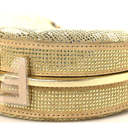 Fendi Crystal Vitello Laminato Suede FF Nano Fendigraphy Hobo Charm Platino 10 of 10