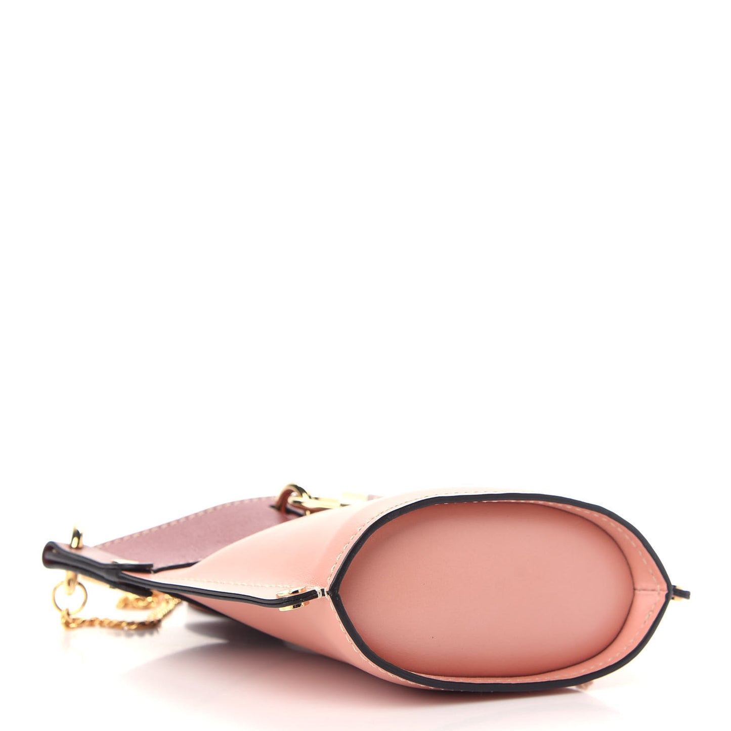 Shiny Calfskin Goatskin Mini Aby Bi-Color Bucket Fallow Pink