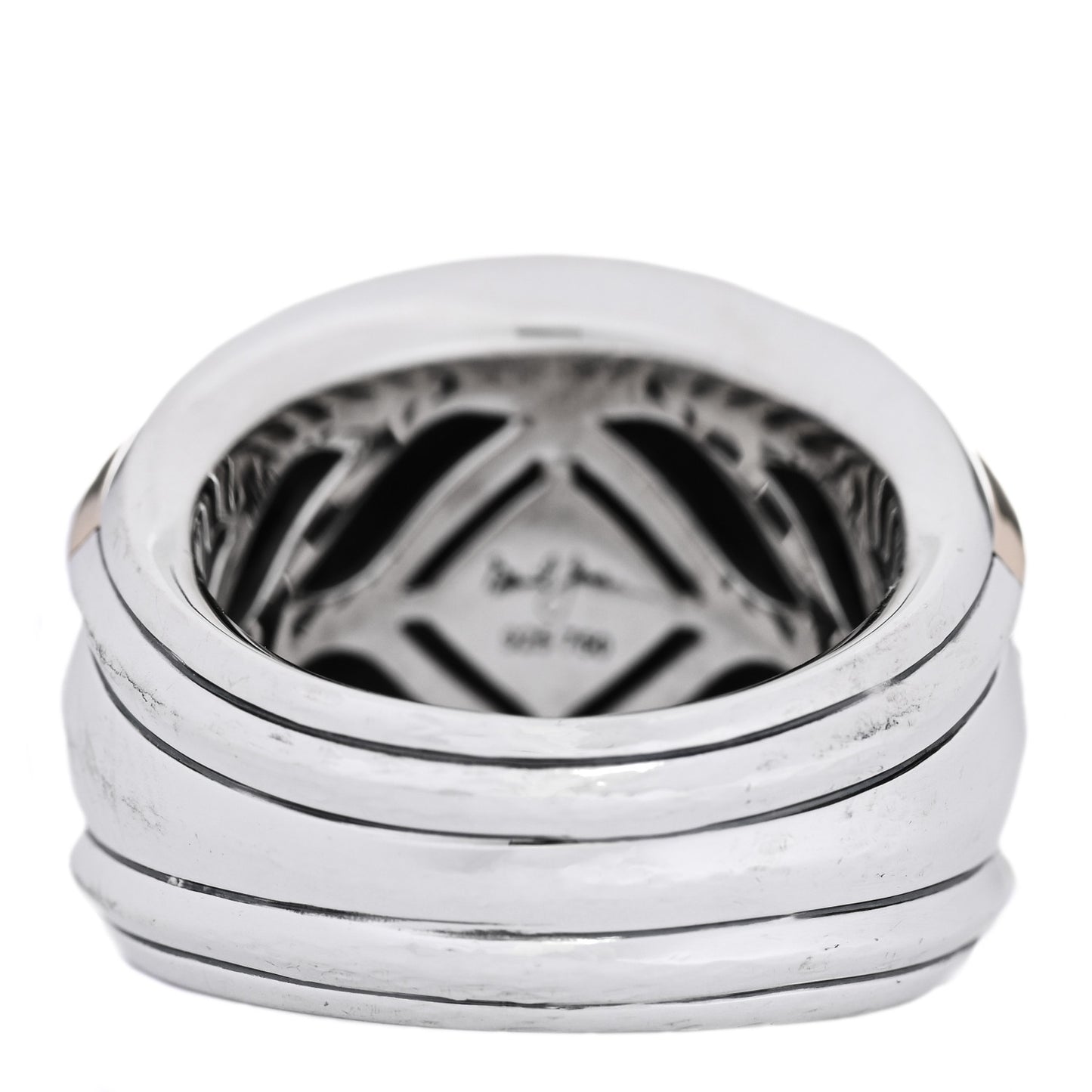 Sterling Silver 18K Yellow Gold Bold Renaissance Wide Ring 57 8