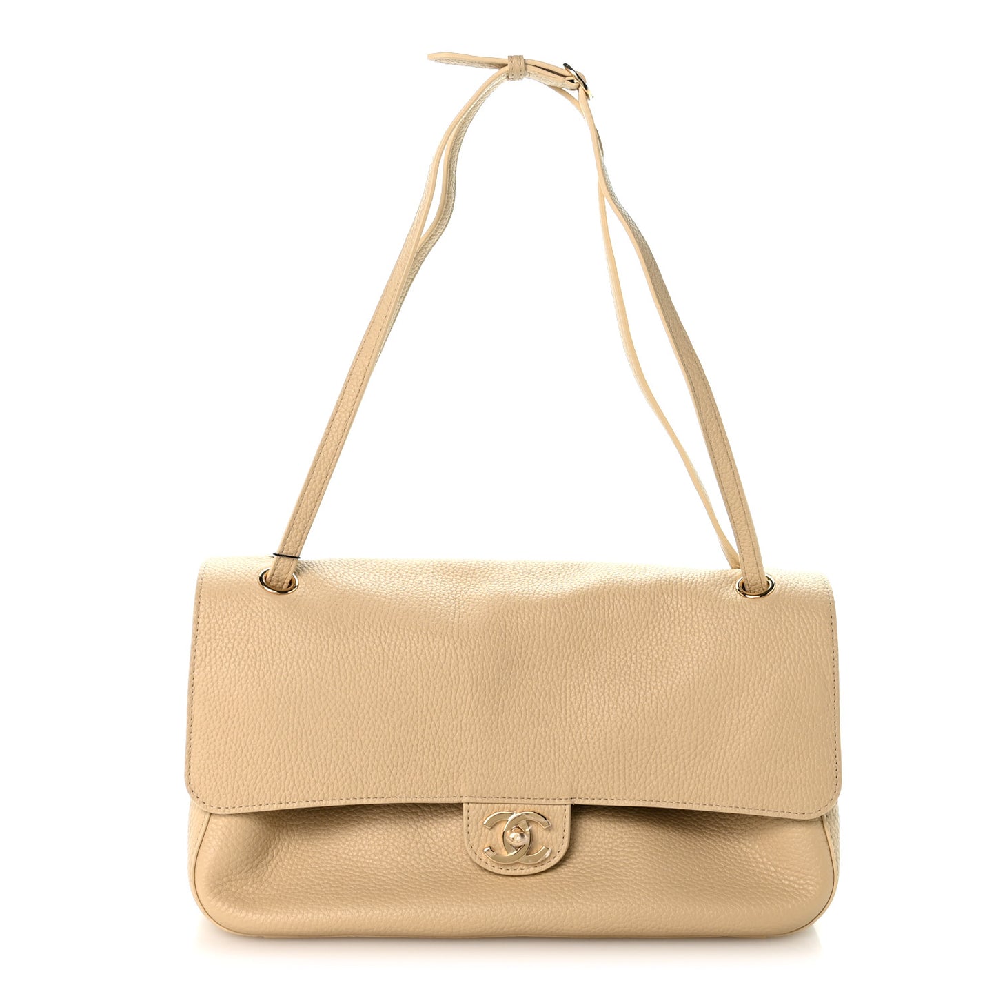 Grained Calfskin Small Souplissimo Maxi Flap Beige