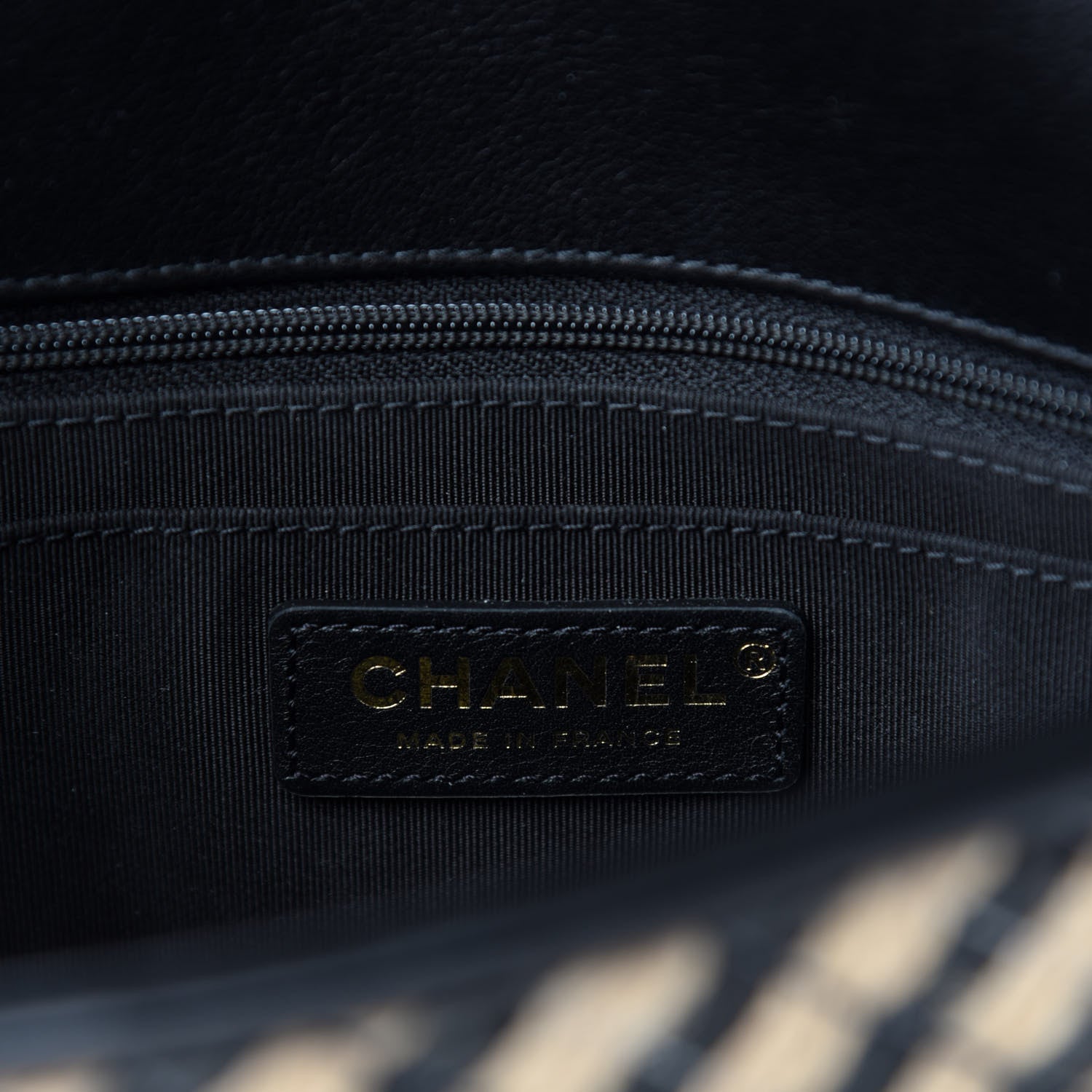 Chanel Raffia Jute Striped Medium Single Flap Black Beige 8 of 10